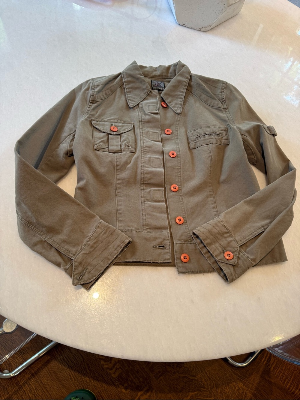 Joe’s Jeans Button-Front Jacket with Orange Buttons